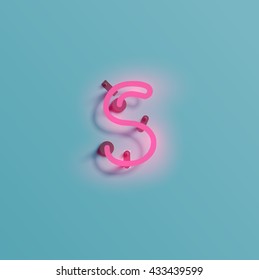 Realistic neon character typeset, vector