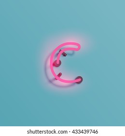 Realistic neon character typeset, vector