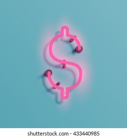 Realistic neon character typeset, vector