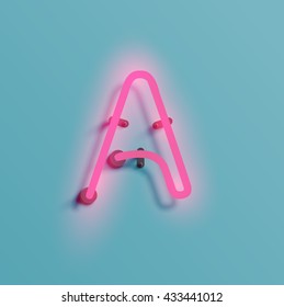 Realistic neon character typeset, vector
