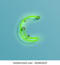 Realistic neon character typeset, vector