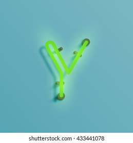 Realistic neon character typeset, vector