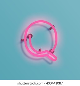 Realistic neon character typeset, vector