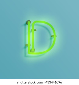 Realistic neon character typeset, vector