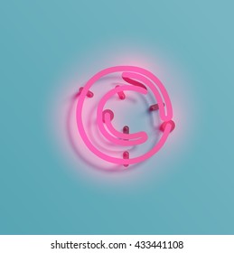 Realistic neon character typeset, vector