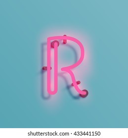 Realistic neon character typeset, vector