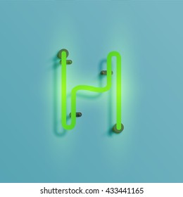 Realistic neon character typeset, vector