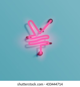 Realistic neon character typeset, vector