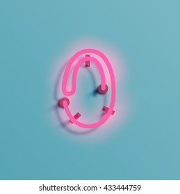 Realistic neon character typeset, vector