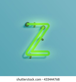 Realistic neon character typeset, vector