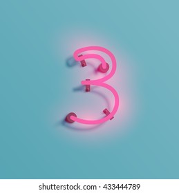 Realistic neon character typeset, vector