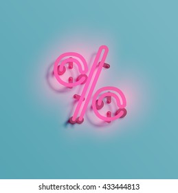 Realistic neon character typeset, vector