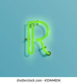 Realistic neon character typeset, vector