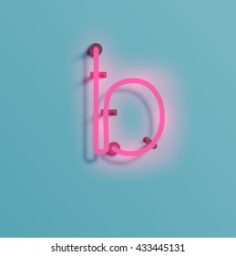 Realistic neon character typeset, vector
