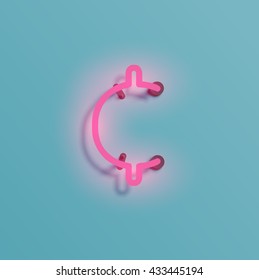 Realistic neon character typeset, vector