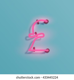 Realistic neon character typeset, vector