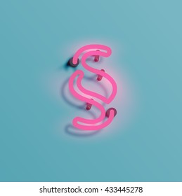 Realistic neon character typeset, vector