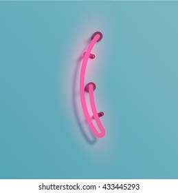 Realistic neon character typeset, vector