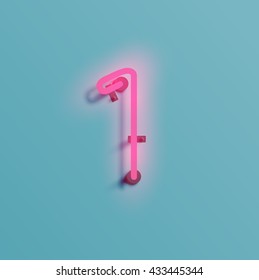 Realistic neon character typeset, vector
