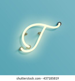 Realistic neon character typeset, vector

