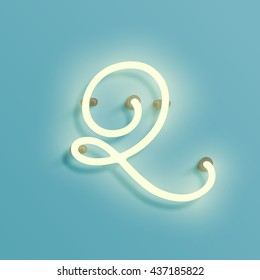 Realistic neon character typeset, vector

