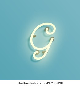 Realistic neon character typeset, vector

