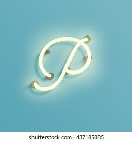 Realistic neon character typeset, vector

