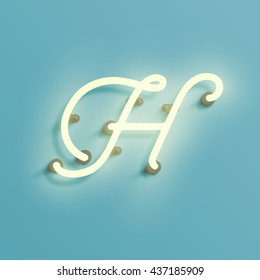 Realistic neon character typeset, vector

