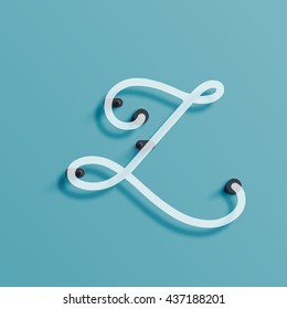Realistic neon character from a typeset, vector