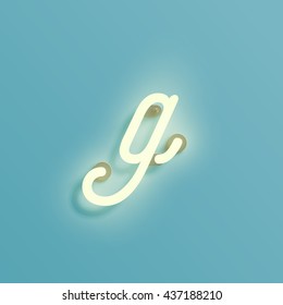 Realistic neon character from a typeset, vector