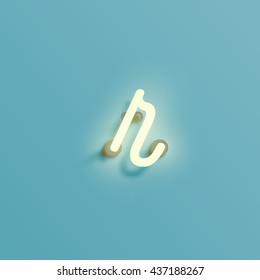Realistic neon character from a typeset, vector