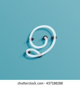 Realistic neon character from a typeset, vector