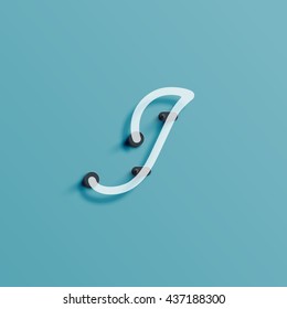 Realistic neon character from a typeset, vector