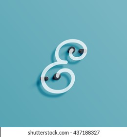 Realistic neon character from a typeset, vector
