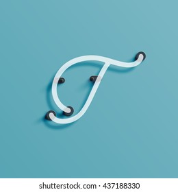 Realistic neon character from a typeset, vector