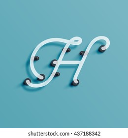 Realistic neon character from a typeset, vector