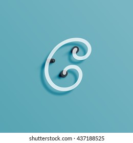 Realistic neon character from a typeset, vector