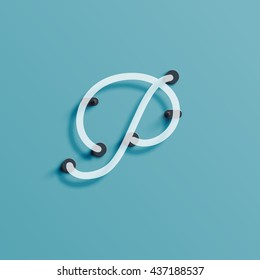 Realistic neon character from a typeset, vector