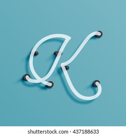 Realistic neon character from a typeset, vector