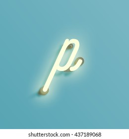 Realistic neon character from a typeset, vector
