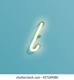 Realistic neon character from a typeset, vector
