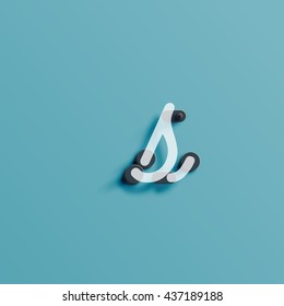 Realistic neon character from a typeset, vector