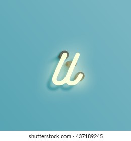 Realistic neon character from a typeset, vector