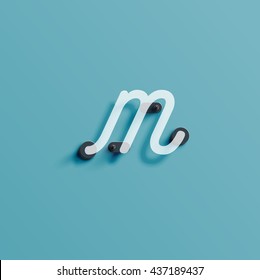 Realistic neon character from a typeset, vector