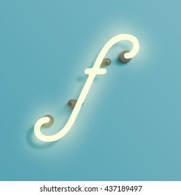 Realistic neon character from a typeset, vector