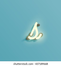 Realistic neon character from a typeset, vector