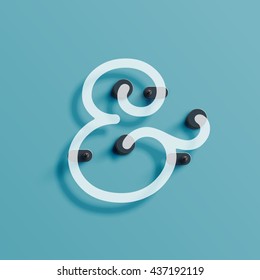 Realistic neon character from a typeset, vector