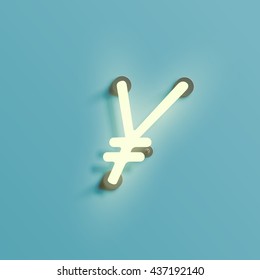 Realistic neon character from a typeset, vector