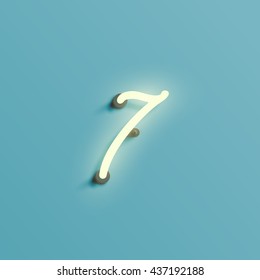 Realistic neon character from a typeset, vector