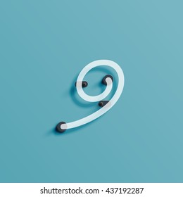 Realistic neon character from a typeset, vector